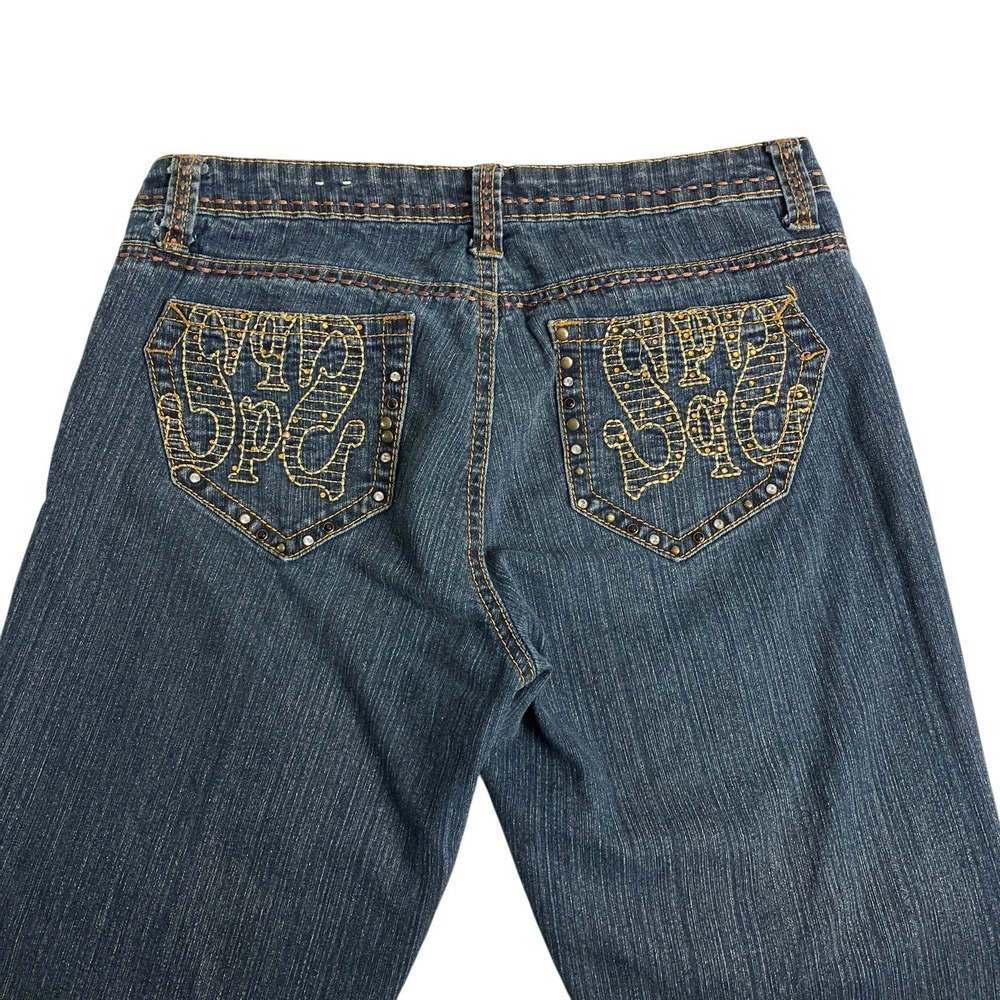 Y2K Southpole Jeans Womens 7 Skinny Thick Stitch Studded Embroidered Streetwear